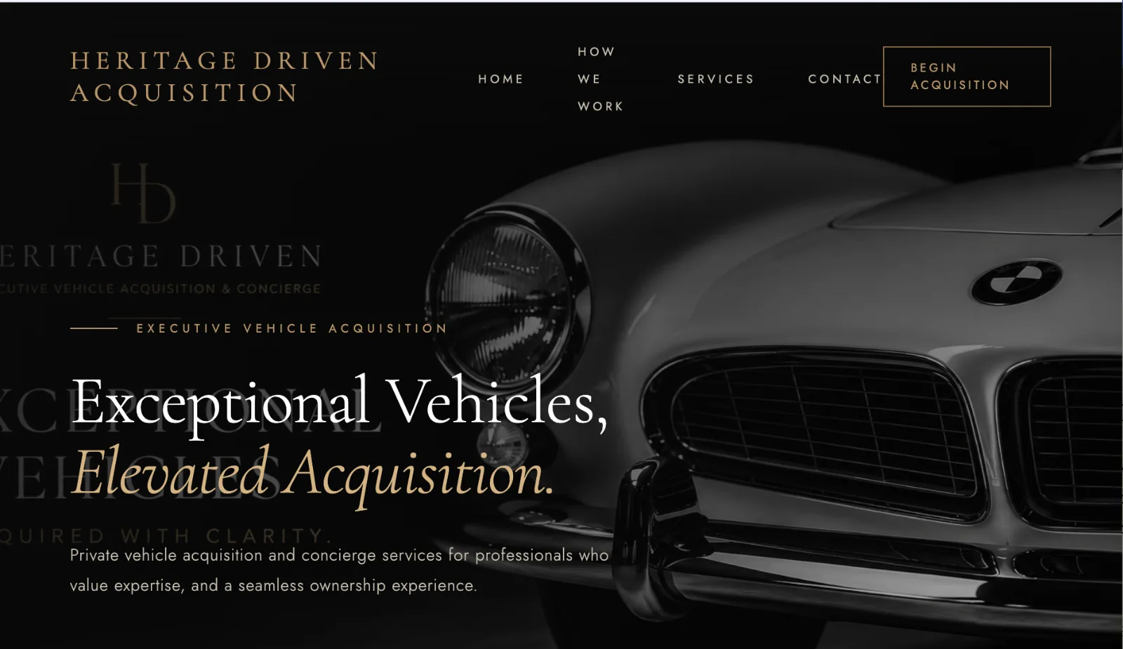 Homepage of the Heritage Driven website